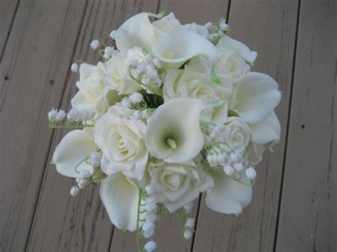 Lilies of the valley wedding bouquets. Wedding Bouquet All White Flowers, Roses, Lily Of The ...