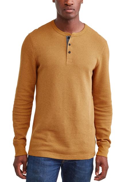 George Mens Long Sleeve Thermal Henley Up To Size 5xl