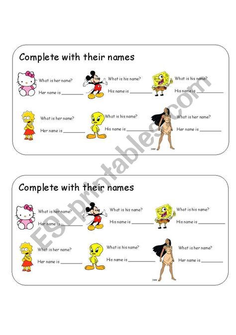 What´s Hisher Name Esl Worksheet By Riel78