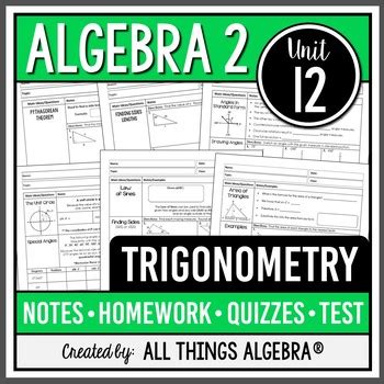 If you have difficulty accessing the google doc via the link, you may download the appropriate pdf file attached to the bottom of this page. Trigonometry (Algebra 2 - Unit 12) by All Things Algebra | TpT