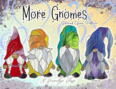More Gnomes Stained Glass Gnome Patterns Suncatchers Glass Etsy