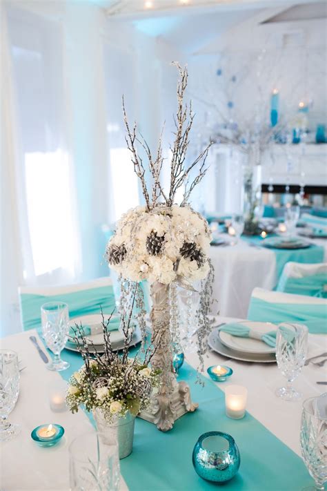 Winter Table Scape Tiffany Blue Wedding Theme Winter Wonderland