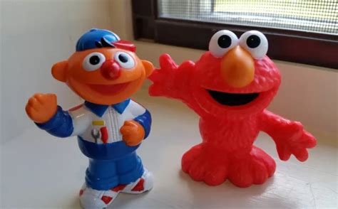 Lot Of 2 Sesame St Elmo And Ernie Figures Hasbro Henson Toy Cake Topper 4 00 Picclick