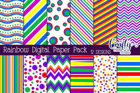 Rainbow Digital Paper Bright Color Scrapbook Paper By Crafty Mama