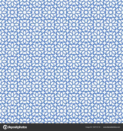 Arabic Seamless Blue Pattern Ramadan Kareem Islamic Vector Background