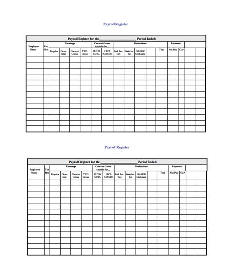 Free 7 Sample Payroll Register Templates In Ms Word Pdf