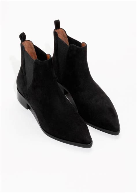 & Other Stories Suede Chelsea Boots in Black Suede | Pointed chelsea boots, Suede chelsea boots ...