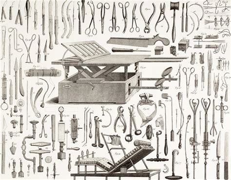 19th Century Surgical Instruments Drawing By Vintage Design Pics
