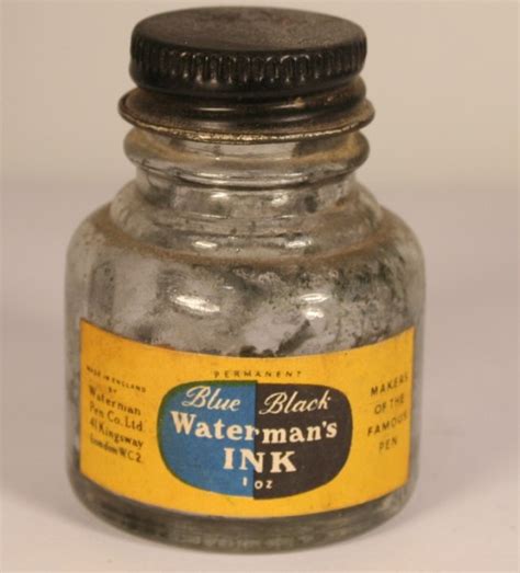 Waterman Ink Bottle 1 Oz Blue Black V0668 England Vintage Waterman Pens