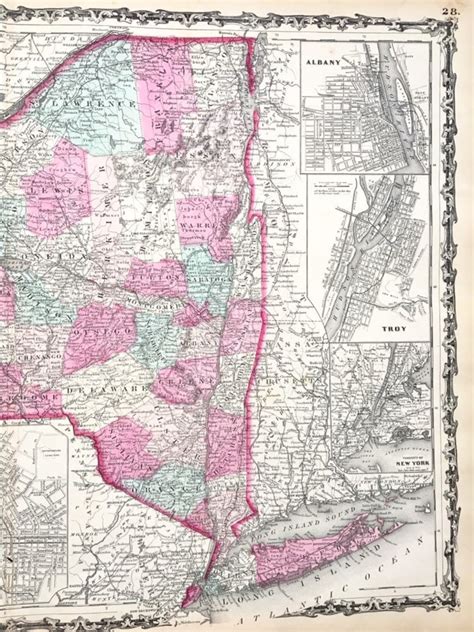 1863 State Of New York Atlas Map Original Hand Colored Etsy