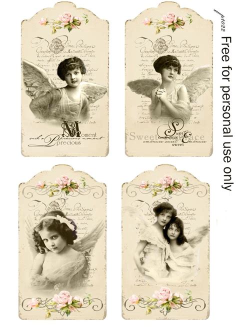 Vintage Angels Tags Digital Collage P1022