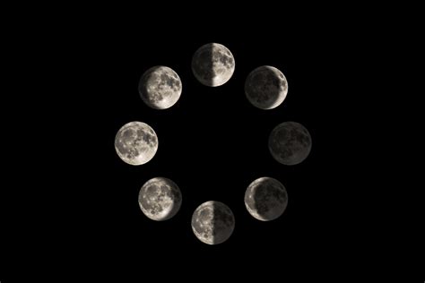 Images Of The Moon In Each Major Lunar Phase In A Circle Diagram
