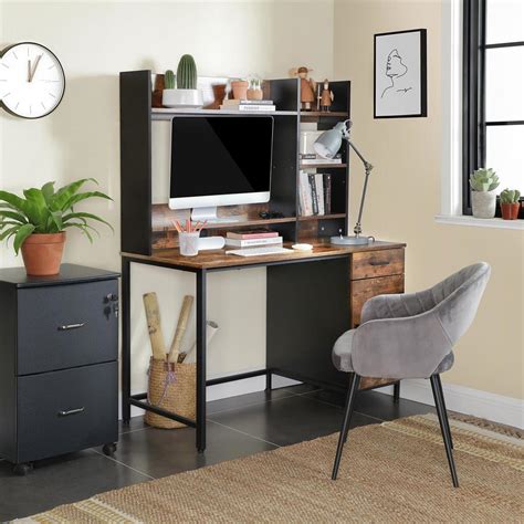 Industrial Computer Desk With Hutch For Sale Home Furniture Vasagle