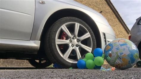 Car Running Over And Popping Balloons Youtube