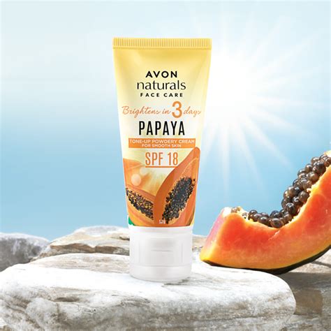 Avon Product Detail Naturals Papaya Tone Up Powdery Cream 50 G