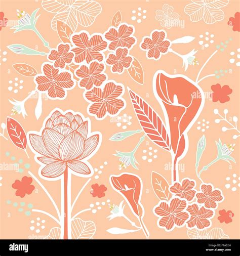 Flower Or Floral And Leaf Pattern Seamless Fabric Vector Pastel Color