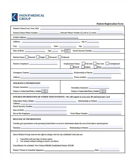 Free 9 Patient Registration Form Samples In Pdf Excel Ms Word
