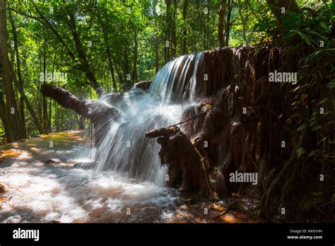 Beautiful Waterfall In Rainforest Kanchanaburi Province Southeast