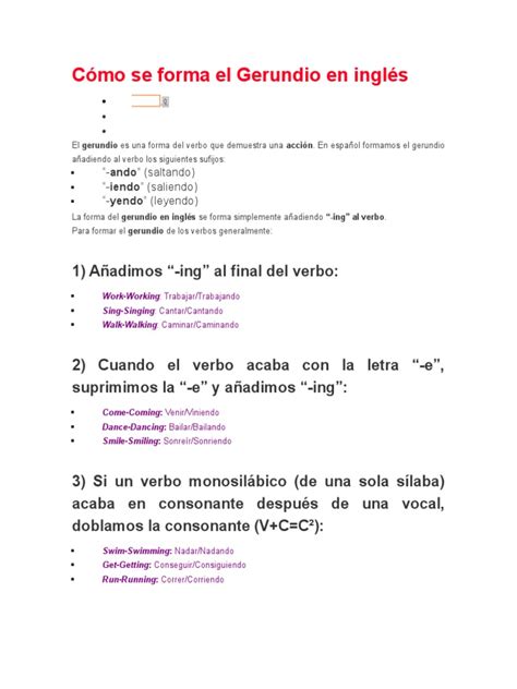 Reglas Gramaticales Del Gerundio En Ingles Printable Templates Free