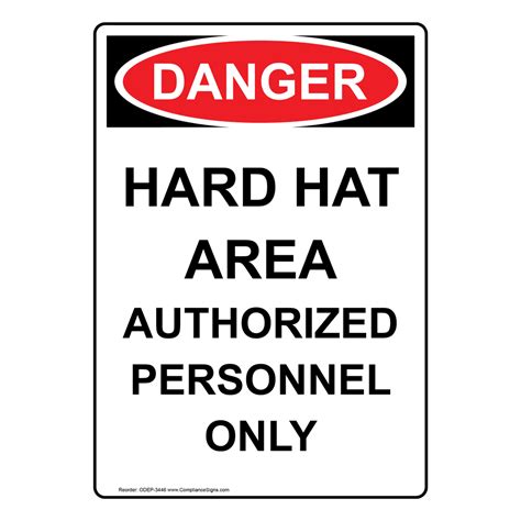 Portrait Osha Hard Hat Area Sign With Symbol Odep