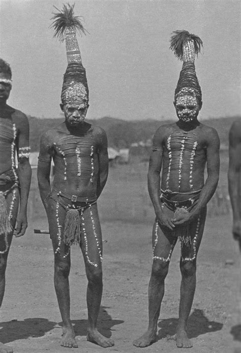 Aboriginal Men In Traditional Ceremonial Dress Port Hedland Wa Circa