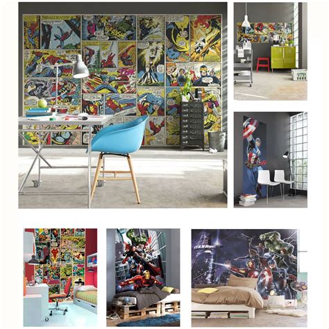 The most common marvel bedroom material is cotton. MARVEL COMICS AND AVENGERS WALLPAPER WALL MURALS DÉCOR ...