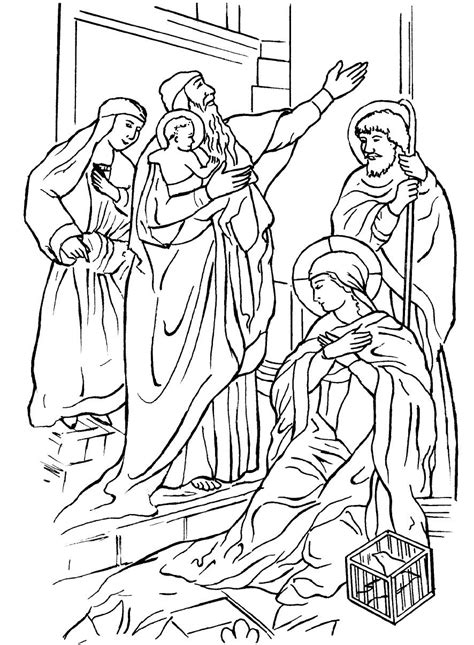 Jesus And Simeon Anna Coloring Page Sketch Coloring Page