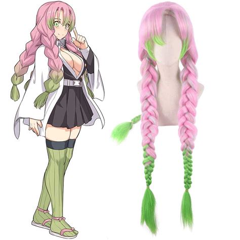 Anime Demon Slayer Kanroji Mitsuri Halloween Cospaly Wig Synthetic Long