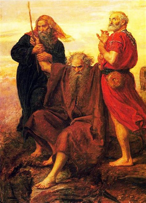 Moses Supported By Aaron And Hur Is Praying For Victory Painting By