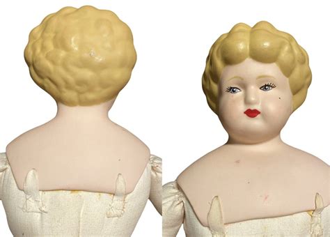 Antique China Head Doll Parisian Style Blonde 2 Ft Tall Porcelain