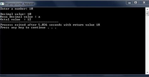 C Program To Display The Hexadecimal Decimal Octal Number Format Of The Entered Numbers