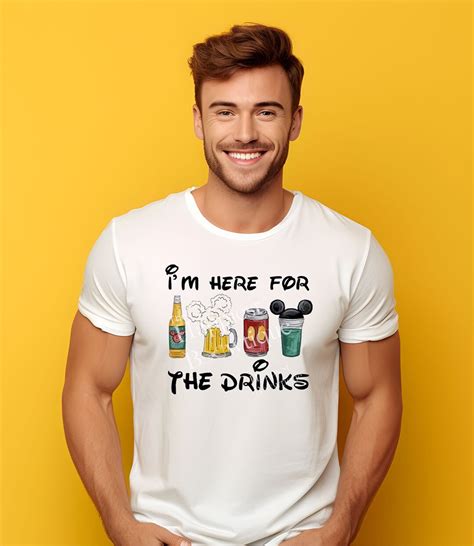 Funny Disney Shirt Here For The Drinks Shirt Adult Disney Etsy