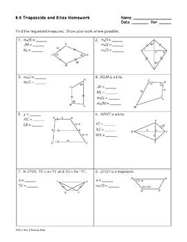 A kite is a quadrilateral whose four sides are drawn such that there are two distinct sets of adjacent, congruent sides. Made by Teachers: Geometry Worksheet Kites And Trapezoids