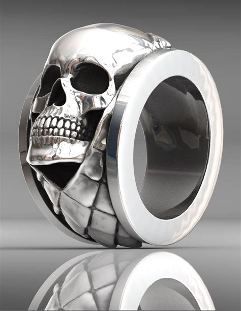 Skull Ring Sterling Silver Handmade Skull Rings Diamond Fashion