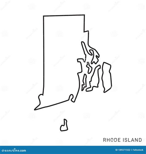 Rhode Island Map Outline Vector Design Template Editable Stroke Stock