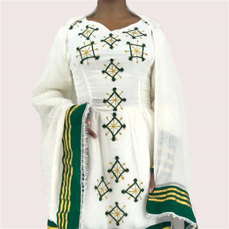 Ethiopian Dress Short Length Habesha Kemis Traditional Womens