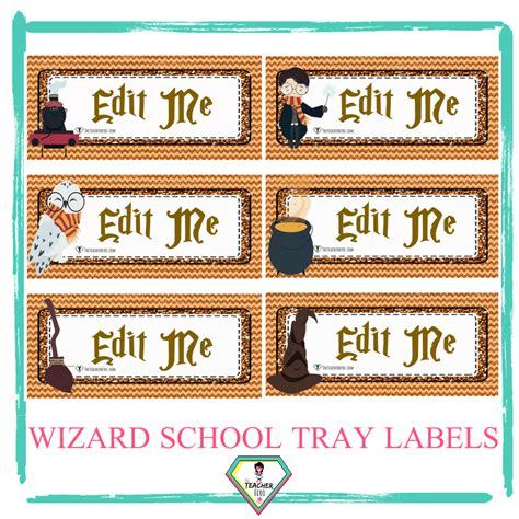 Editable Tray Labels Wizard School Theme The Teacher Hero