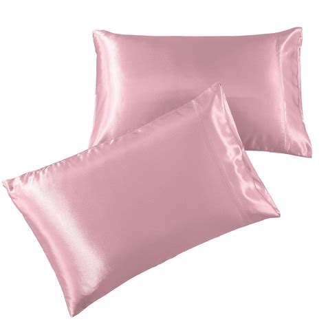 Satin Pillowcase Queen 2 Pack Pink Hotel Luxury Silky Pillow Cases