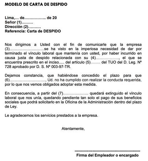 Modelo Carta De Despido Con Aviso De 30 Dias Chile Financial Report