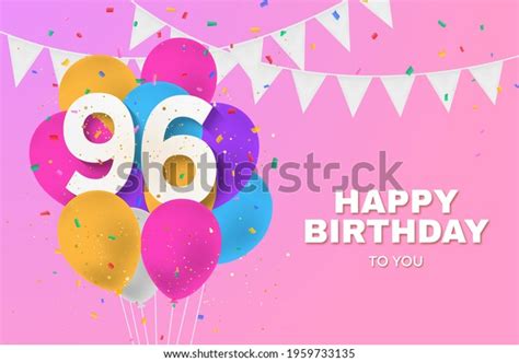 Happy 96th Birthday Balloons Greeting Card Stock Illustration 1959733135