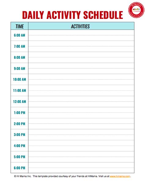 Daycare Daily Schedule And Child Care Schedule Templates Daily Schedule