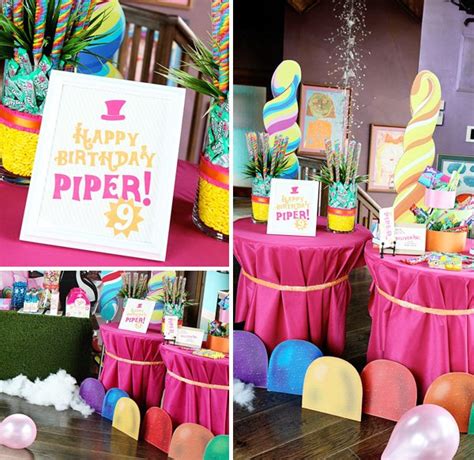 How fun is it to set these fun green haired friends all around to greet party guests! Amazing Willy Wonka Themed Kids Birthday Party