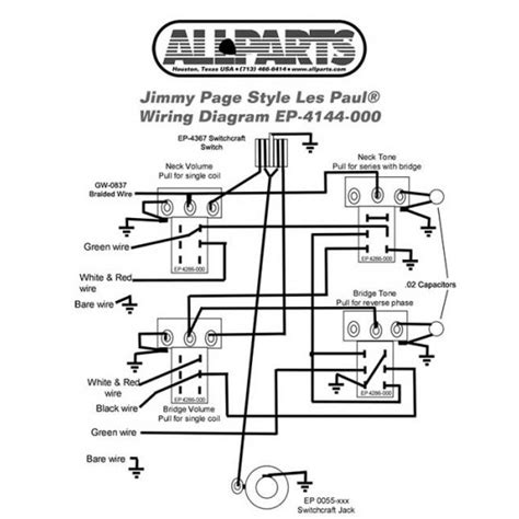 Guitar wiring, guitar rewiring, electric guitar, guitar pickups, humbucker, humbucking pickup, guitar volume control, guitar tone control. Guitar Patrol - Allparts EP-4144-000 Wiring Kit for Gibson® Jimmy Page Les Paul®