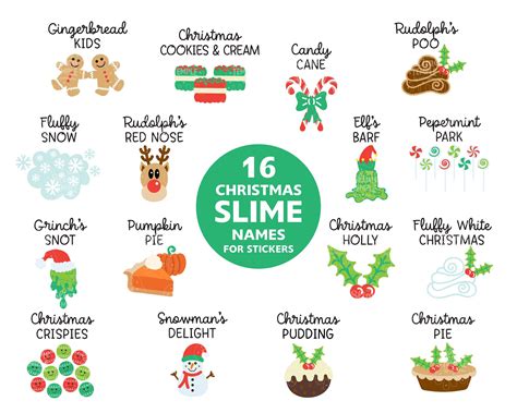 16 Christmas Slime Names Design Bundle Slime Pot Stickers Christmas
