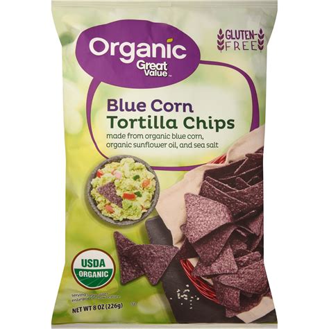 Great Value Organic Blue Corn Tortilla Chips Oz Walmart Com