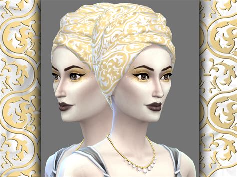 The Sims Resource Head Wrap 03 White And Gold City Living Needed
