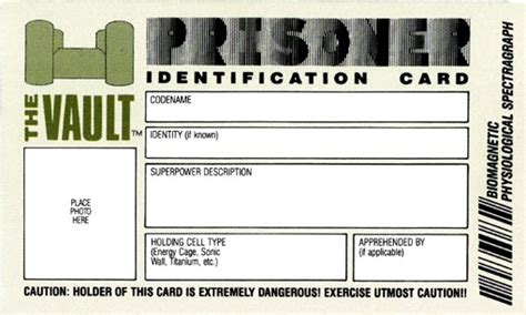Marvel Comics Of The 1980s 1989 The Vault Prisoner Id Card