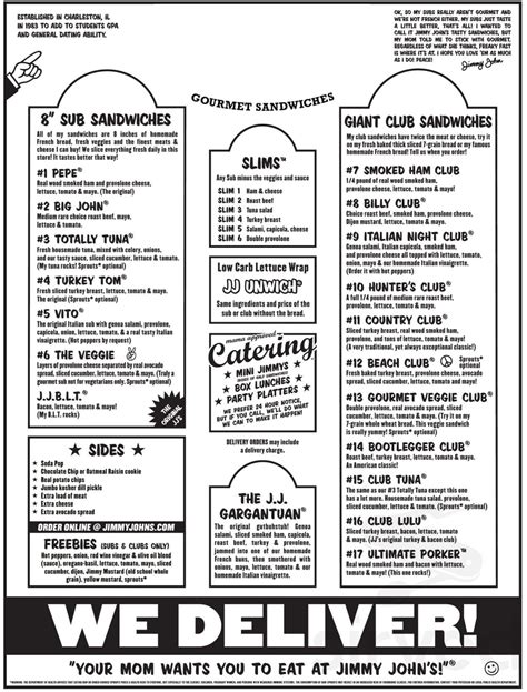 Jimmy Johns Menu With Prices October 2023