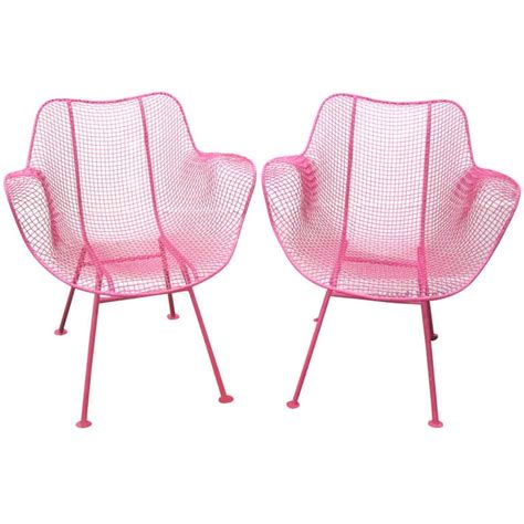 Modern patio with the butterfly chairs. Fun Pair of Pink Woodard Mesh Sculptra Patio Chairs Mid ...