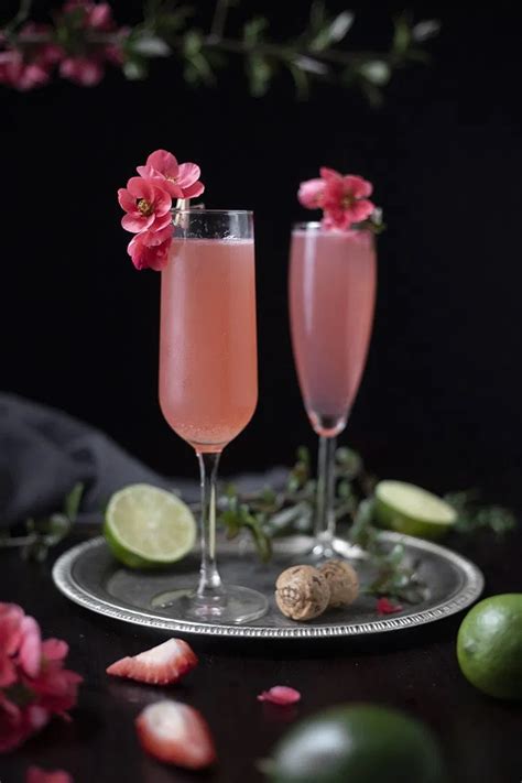 Pink 75 A Sparkling Rosé Cocktail With Strawberries And Guava Moody Mixologist Rose